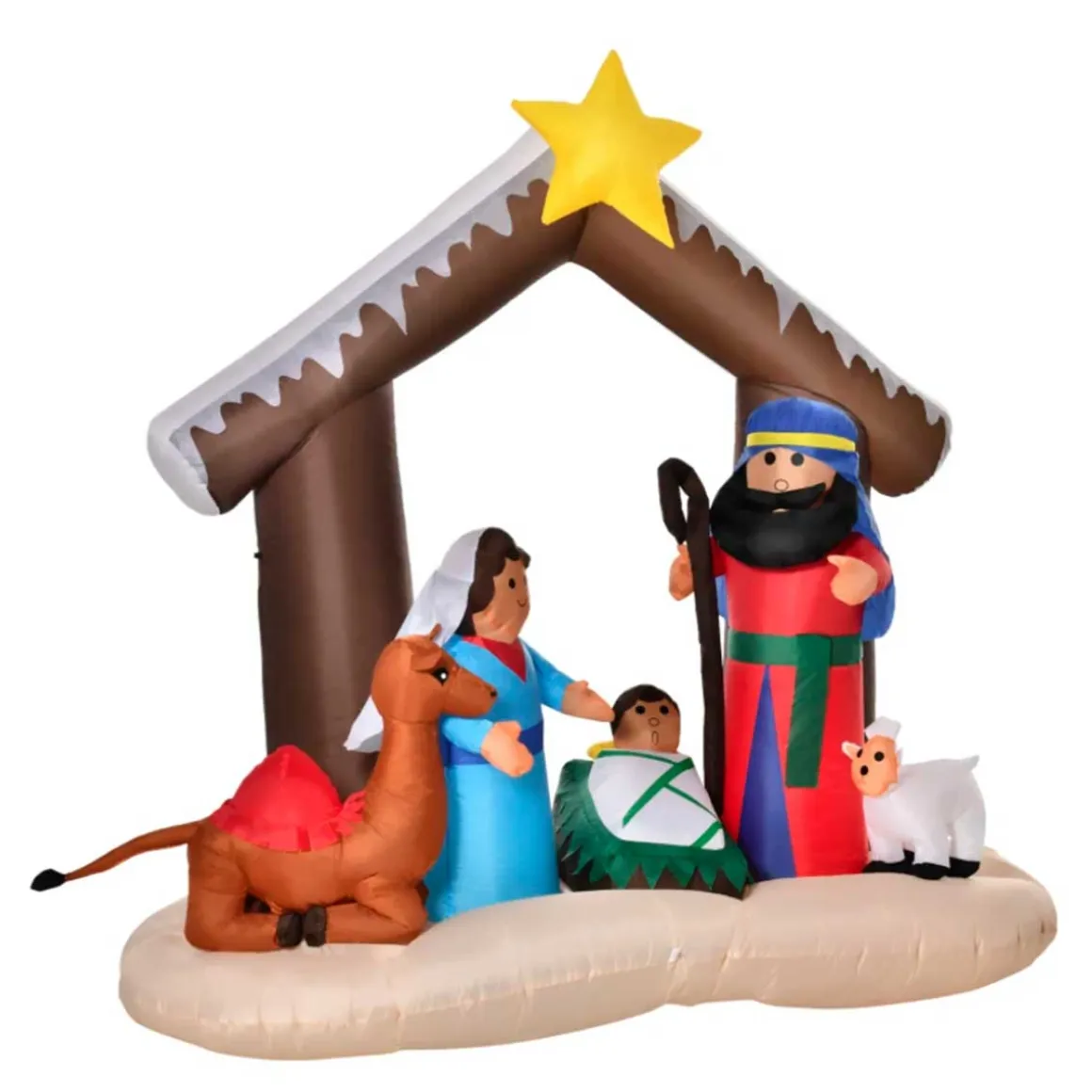 Belén inflable Homcom con luces LED multicolor 183x201x100 cm