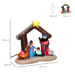 Belén inflable Homcom con luces LED multicolor 183x201x100 cm
