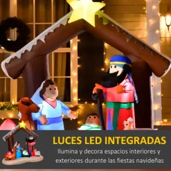 Belén inflable Homcom con luces LED multicolor 183x201x100 cm