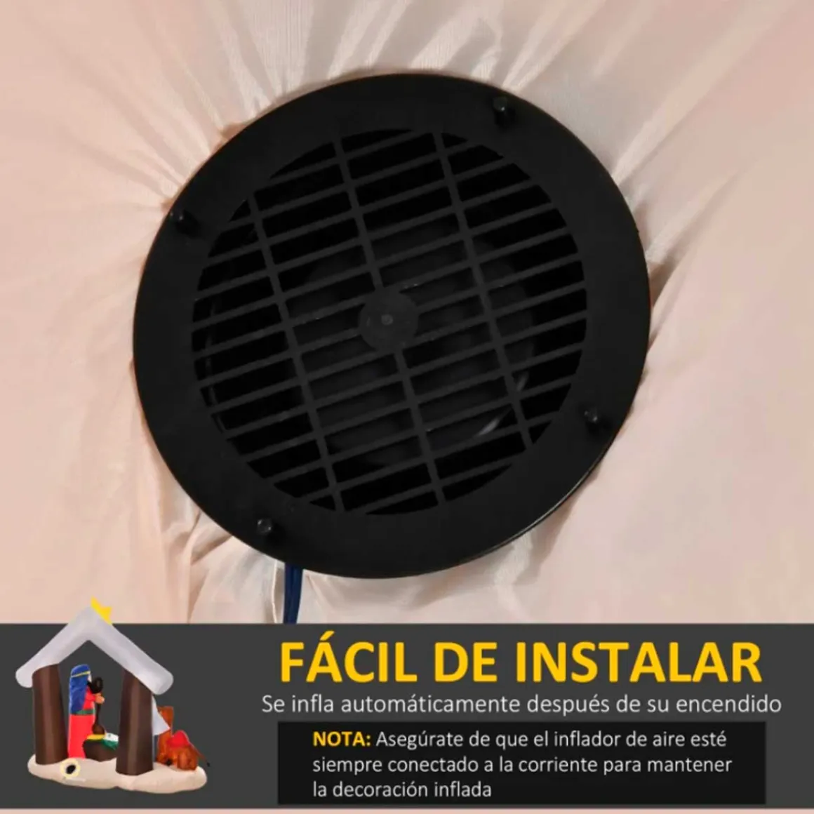 Belén inflable Homcom con luces LED multicolor 183x201x100 cm