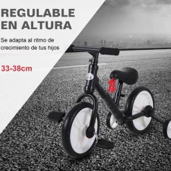 Bicicleta con pedales y ruedas +2A negro 54x35x85 cm