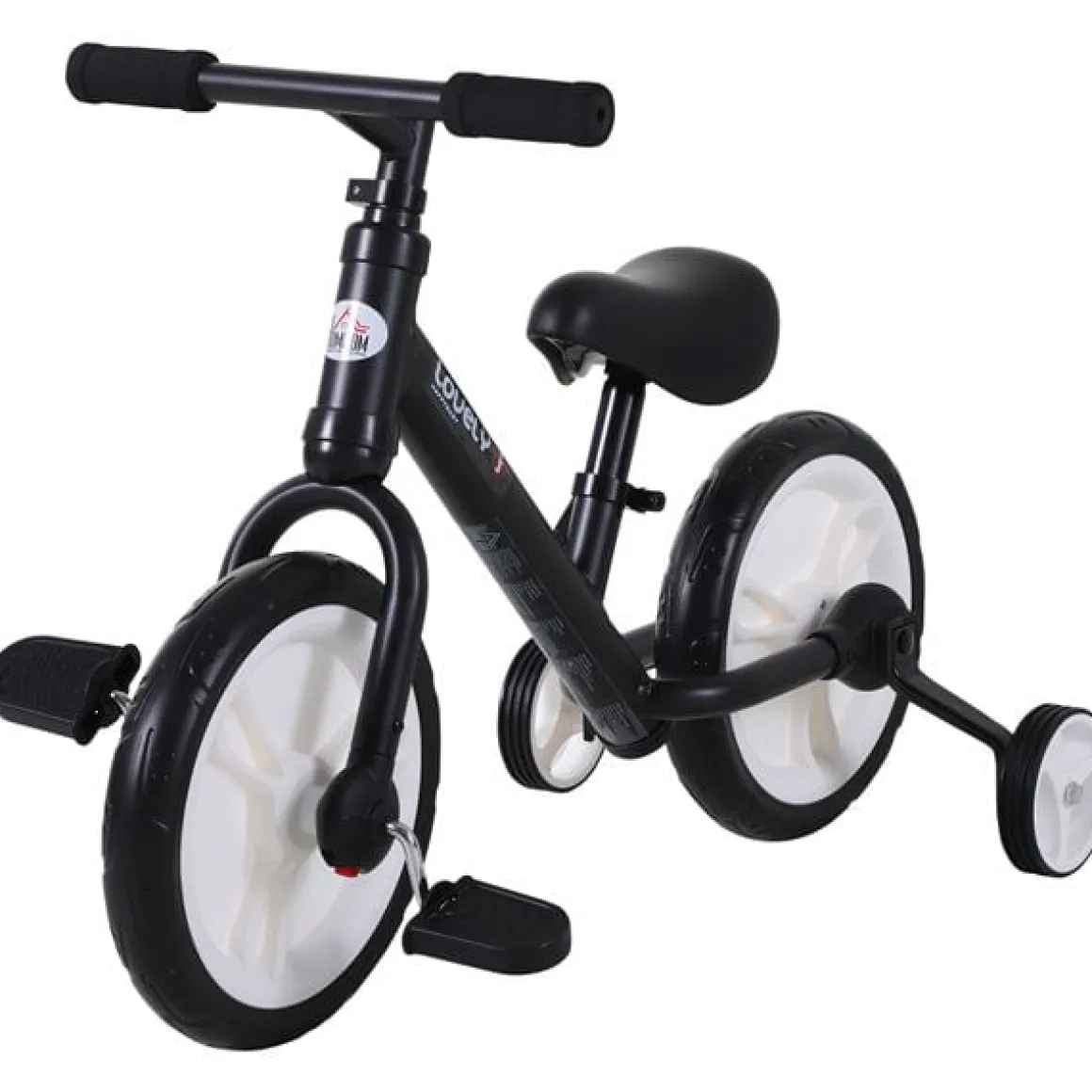Bicicleta con pedales y ruedas +2A negro 54x35x85 cm