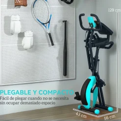 Bicicleta estática SportNow diseño plegable con respaldo azul 109x43x97 cm