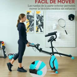 Bicicleta estática SportNow diseño plegable con respaldo azul 109x43x97 cm