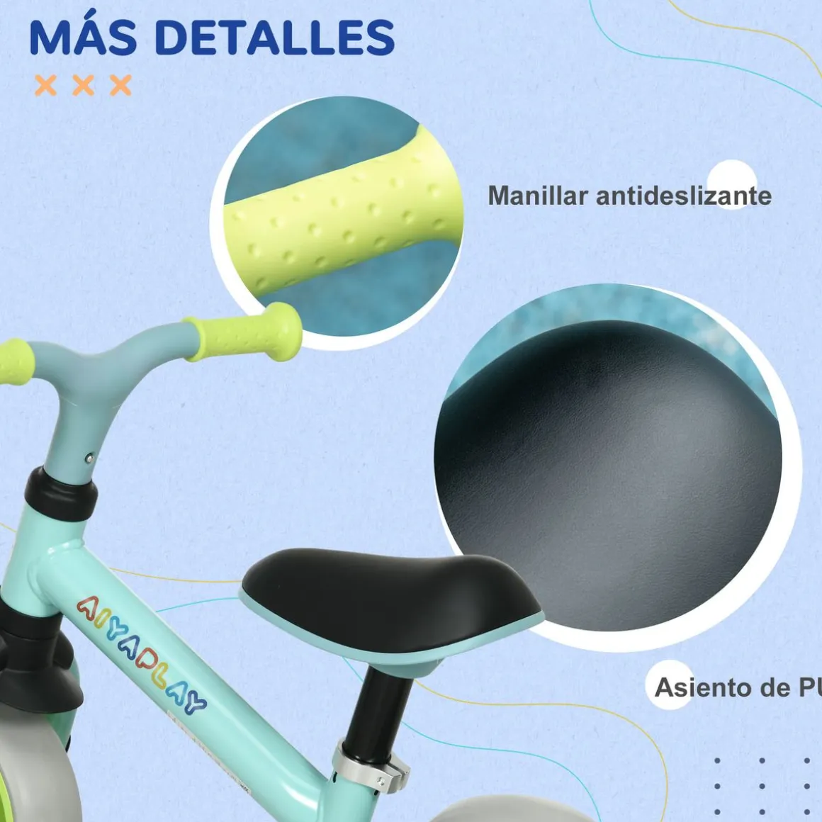 Bicicleta sin pedales Daisy Aiyaplay +18M altura ajustable 47x66,5x34 cm