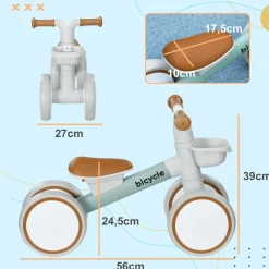 Bicicleta sin pedales Mini Aiyaplay 4 ruedas + asiento ajustable +1A 39x27x56 cm