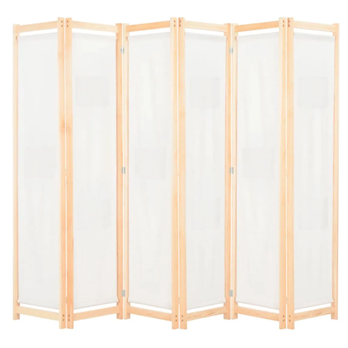 Biombo divisor con 6 paneles de tela crema 170x240x4 cm