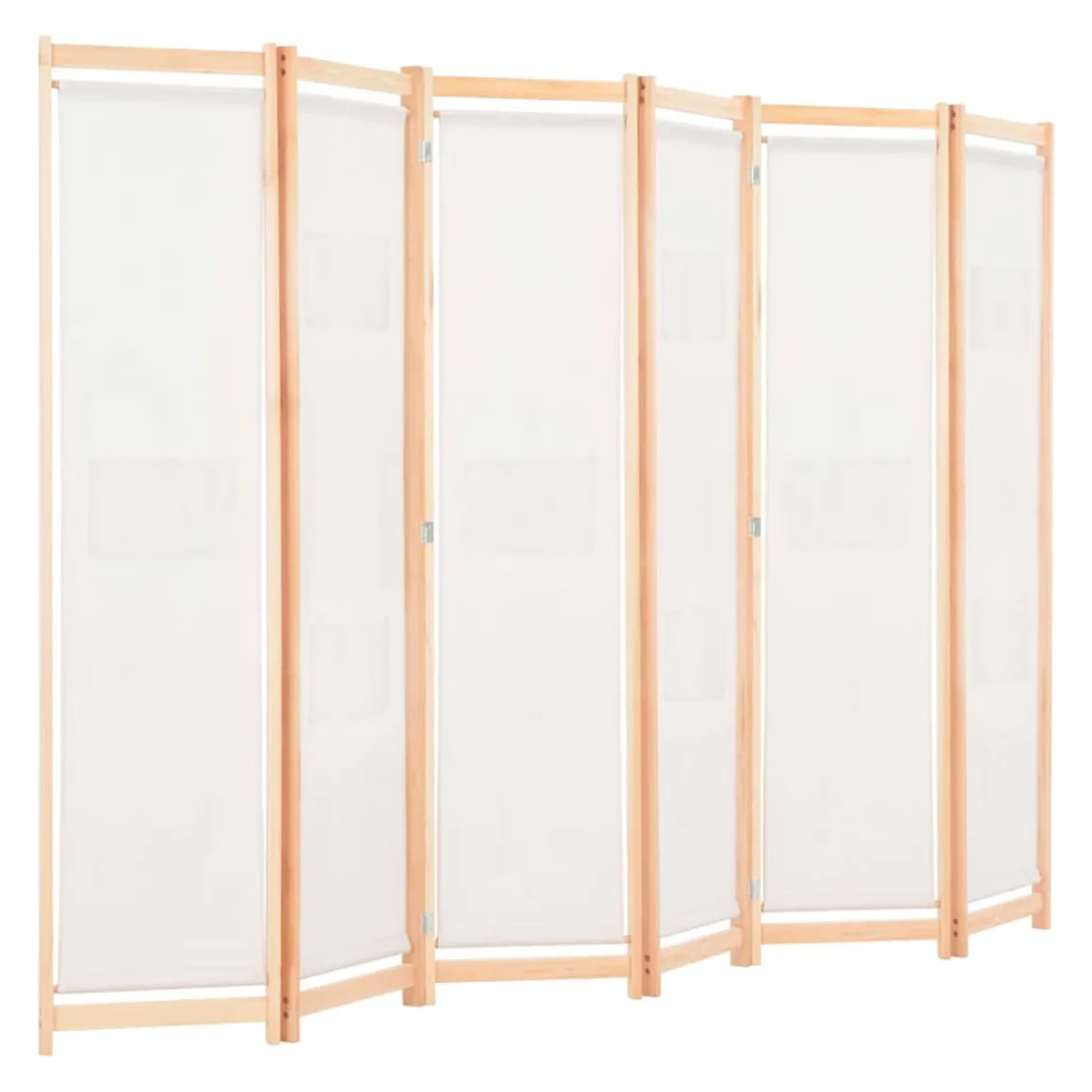 Biombo divisor con 6 paneles de tela crema 170x240x4 cm