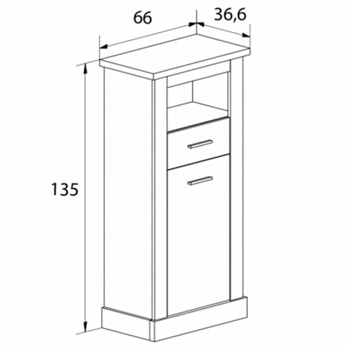 Bodeguero Chellén cajón con puerta abatible 135x66x36,6 cm