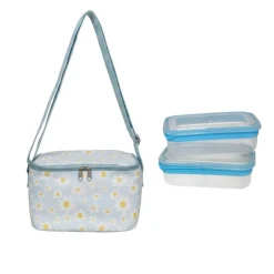Bolsa térmica Margaritas con 2 tuppers multicolor 13x17x23 cm