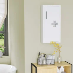 Botiquín Kleankin 3 compartimentos con puerta magnética blanco 60x30x12 cm