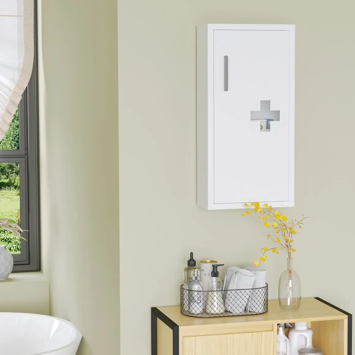 Botiquín Kleankin 3 compartimentos con puerta magnética blanco 60x30x12 cm