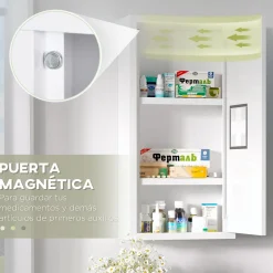 Botiquín Kleankin 3 compartimentos con puerta magnética blanco 60x30x12 cm