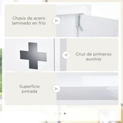 Botiquín Kleankin 3 compartimentos con puerta magnética blanco 60x30x12 cm