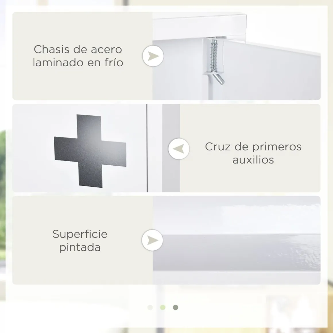 Botiquín Kleankin 3 compartimentos con puerta magnética blanco 60x30x12 cm