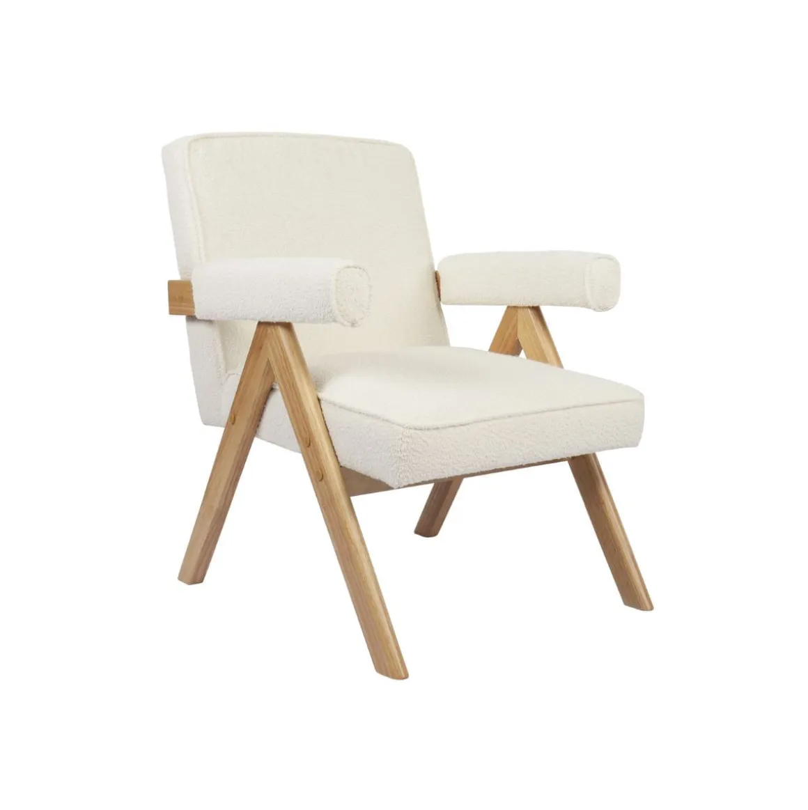 Butaca Agatha con apoyabrazos natural/blanco 82x66x78,5 cm