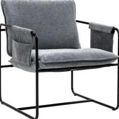 Butaca Albert Homcom bolsillos laterales gris 81x68x78 cm