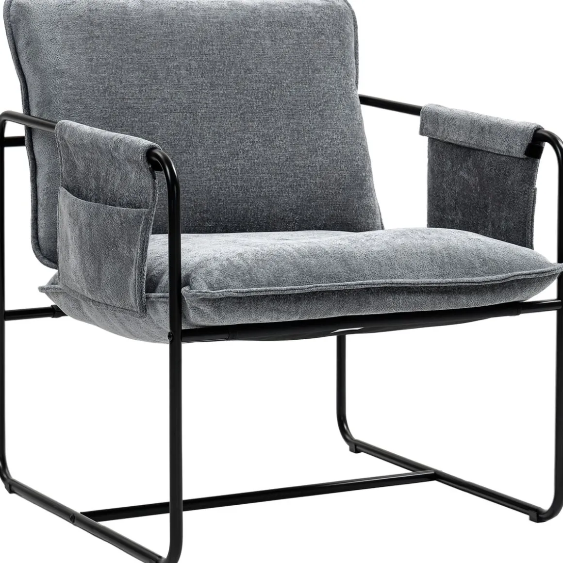 Butaca Albert Homcom bolsillos laterales gris 81x68x78 cm