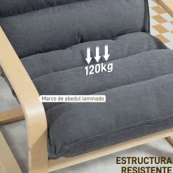 Butaca Aurex Homcom respaldo acolchado + reposabrazos gris 105x67x83 cm