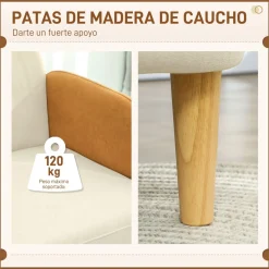 Butaca Club Homcom con reposabrazos beige 82x72x87 cm