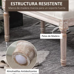 Butaca de dormitorio Queen Homcom tapizada estilo vintage beige 43x80x40 cm