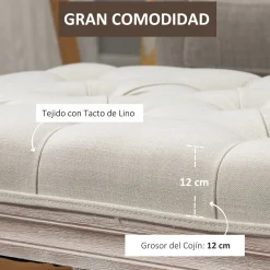 Butaca de dormitorio Queen Homcom tapizada estilo vintage beige 43x80x40 cm