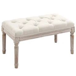 Butaca de dormitorio Queen Homcom tapizada estilo vintage beige 43x80x40 cm