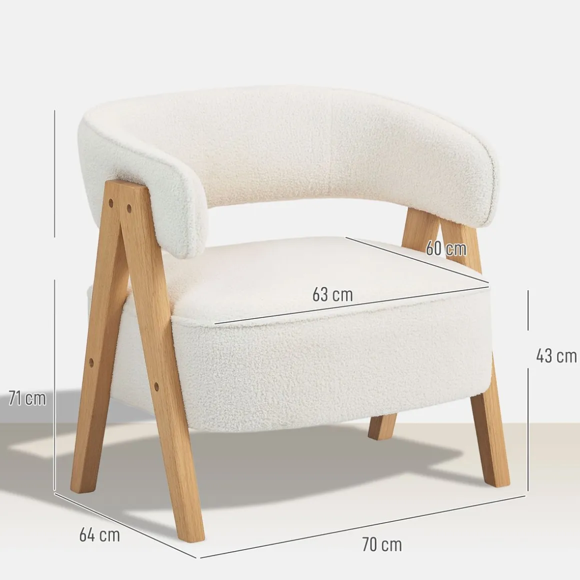 Butaca Dhina Homcom respaldo curvado tapizado borreguito 71x70x64 cm