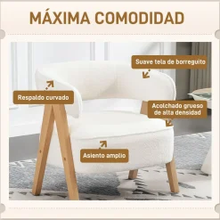 Butaca Dhina Homcom respaldo curvado tapizado borreguito 71x70x64 cm