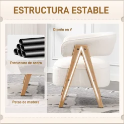 Butaca Dhina Homcom respaldo curvado tapizado borreguito 71x70x64 cm