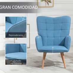 Butaca Dolgran Homcom respaldo alto con reposabrazos 101x71x76 cm