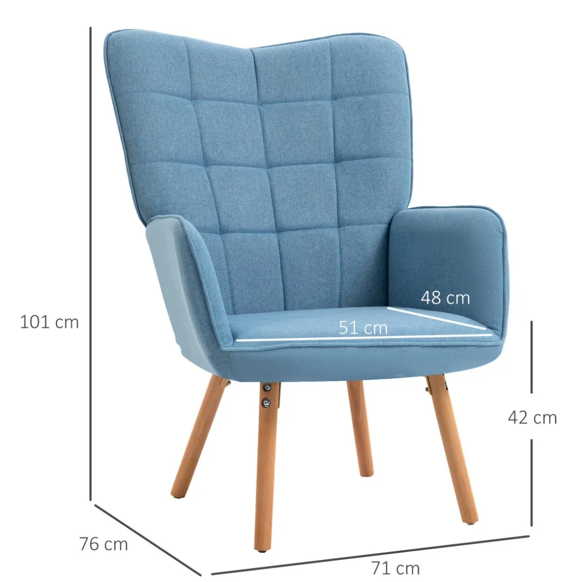 Butaca Dolgran Homcom respaldo alto con reposabrazos 101x71x76 cm