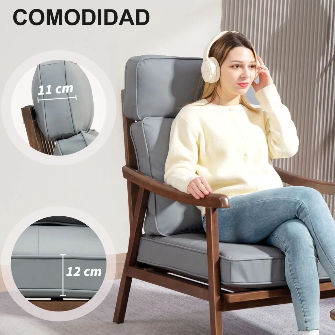 Butaca Elia Homcom respaldo alto 105x63,5x83 cm