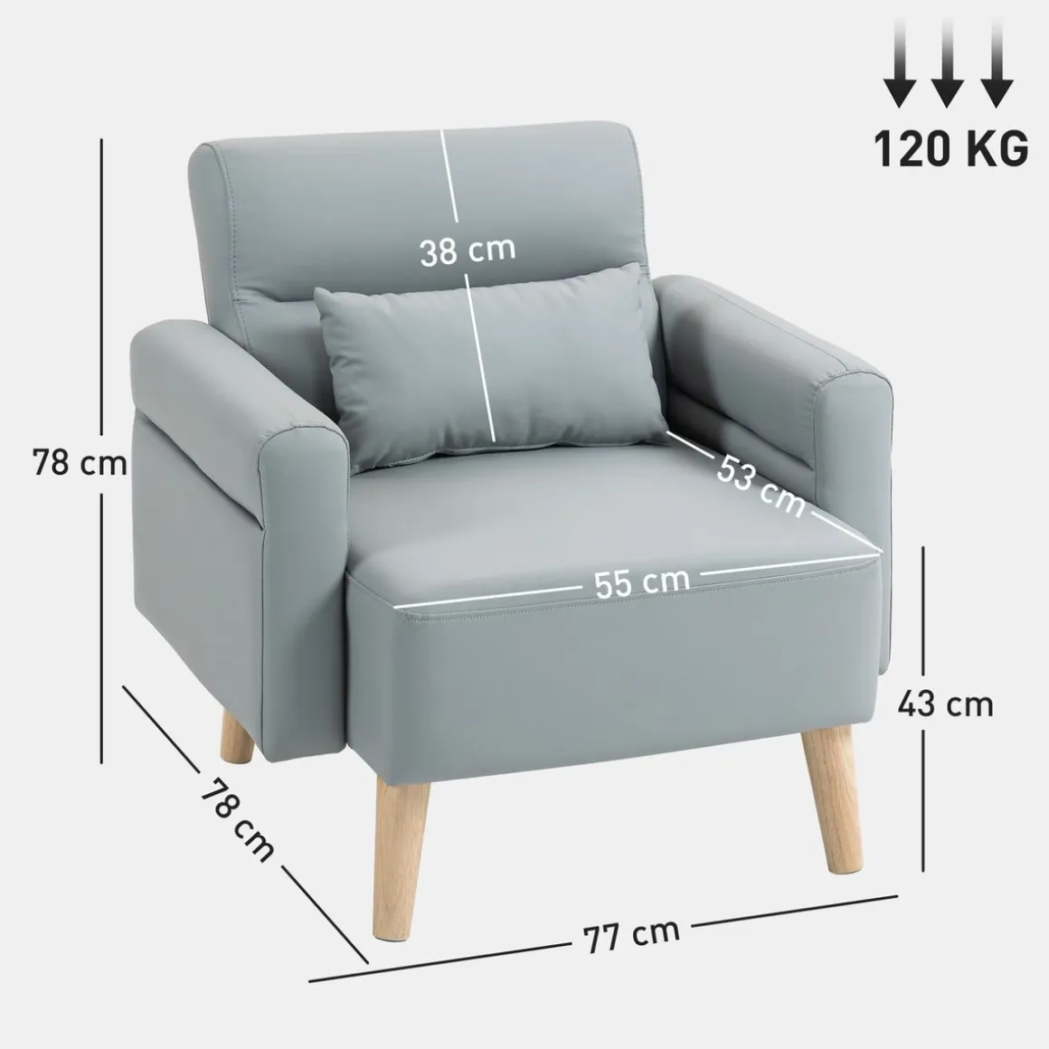 Butaca Esencie Homcom con cojín gris 78x77x78 cm
