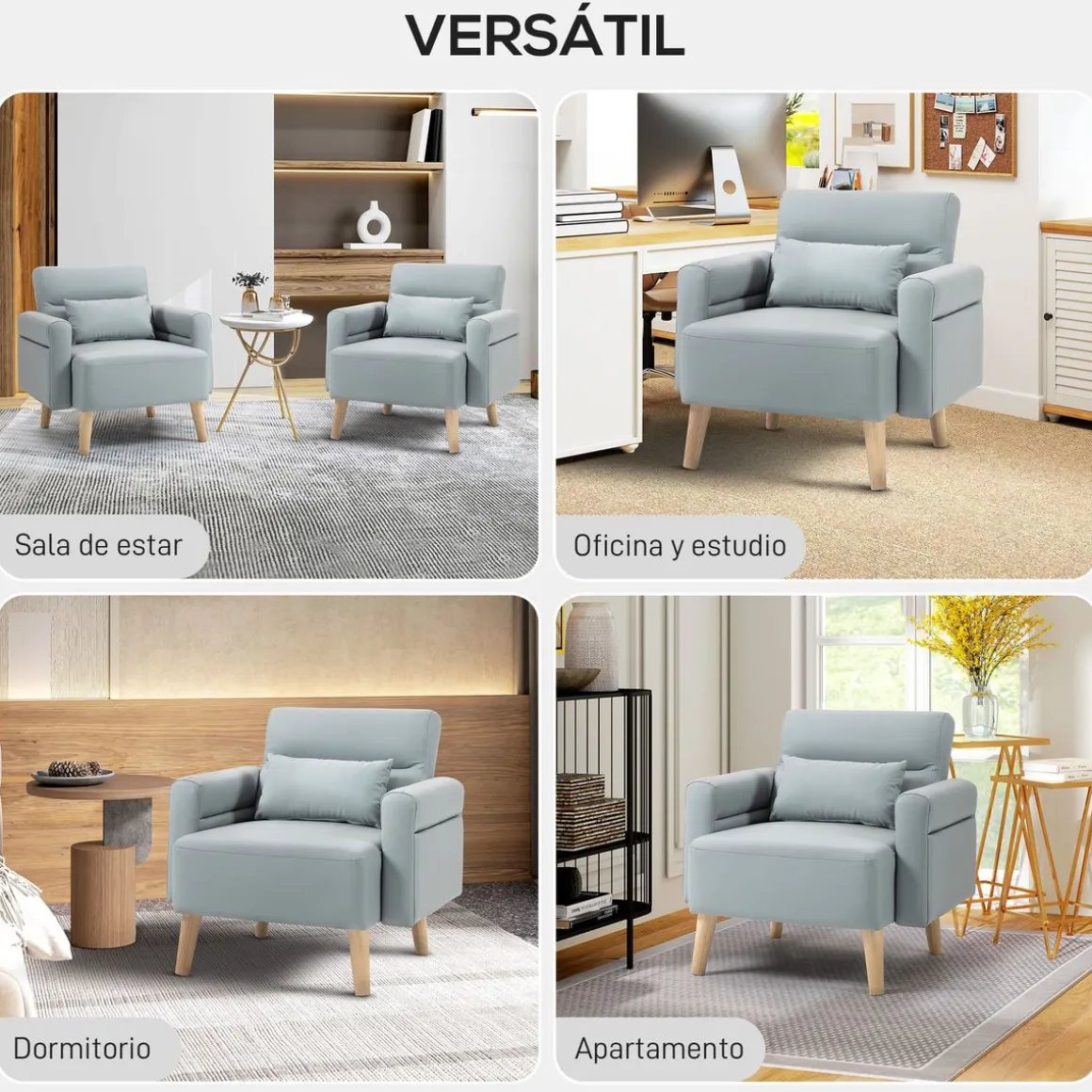 Butaca Esencie Homcom con cojín gris 78x77x78 cm