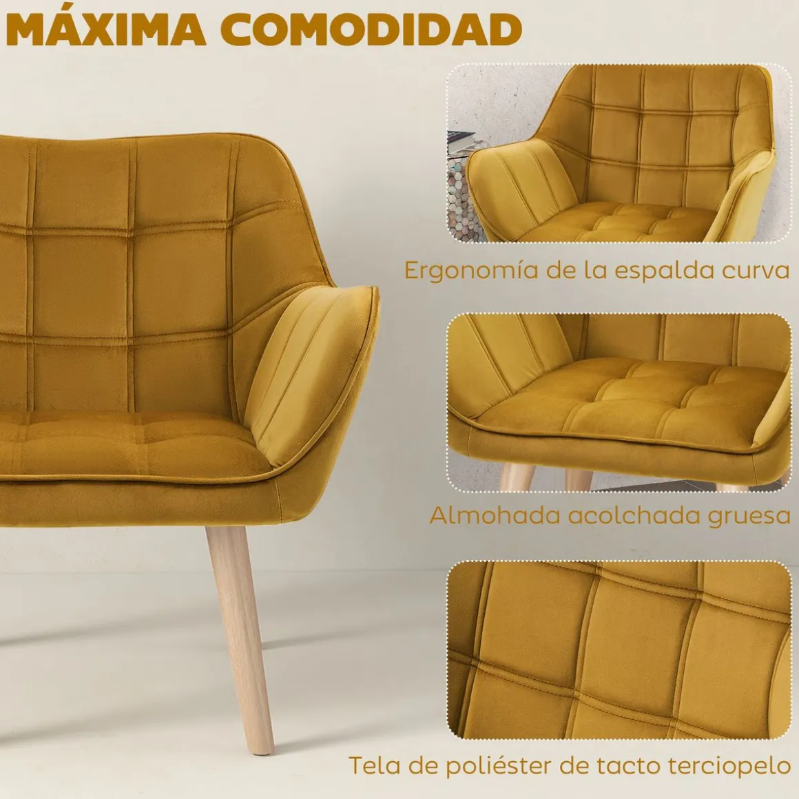 Butaca Hana Homcom con reposabrazos 71x67x61,5 cm