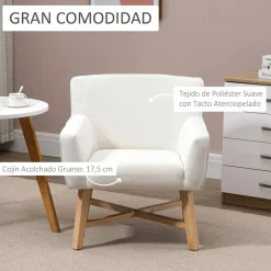 Butaca Homcom reposabrazos ajustados blanco 74x67x65 cm