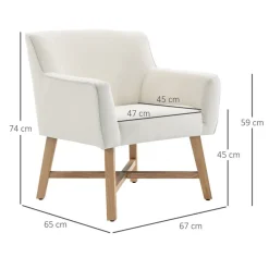 Butaca Homcom reposabrazos ajustados blanco 74x67x65 cm