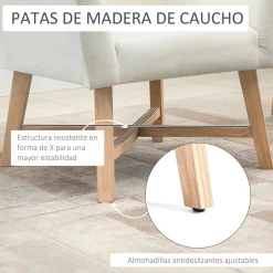 Butaca Homcom reposabrazos ajustados blanco 74x67x65 cm