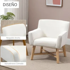Butaca Homcom reposabrazos ajustados blanco 74x67x65 cm