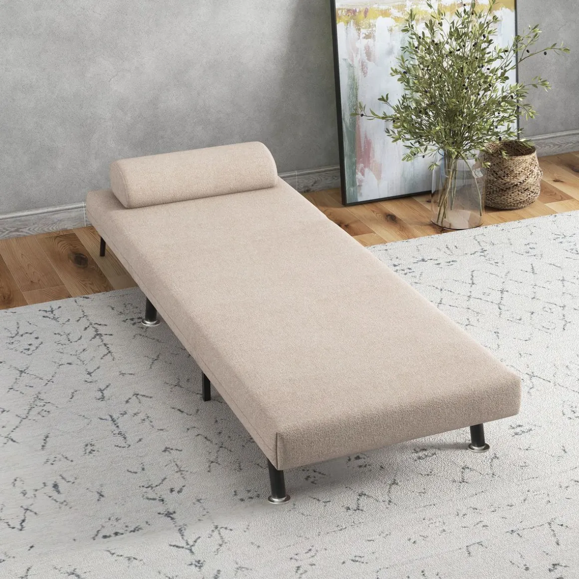 Butaca Linda Homcom convertible en cama beige 75x75x70 cm