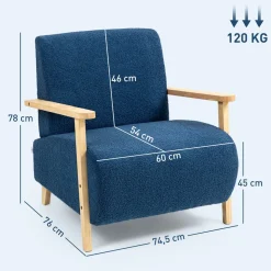 Butaca Malhia Homcom tapizado borreguito 78x74,5x76 cm