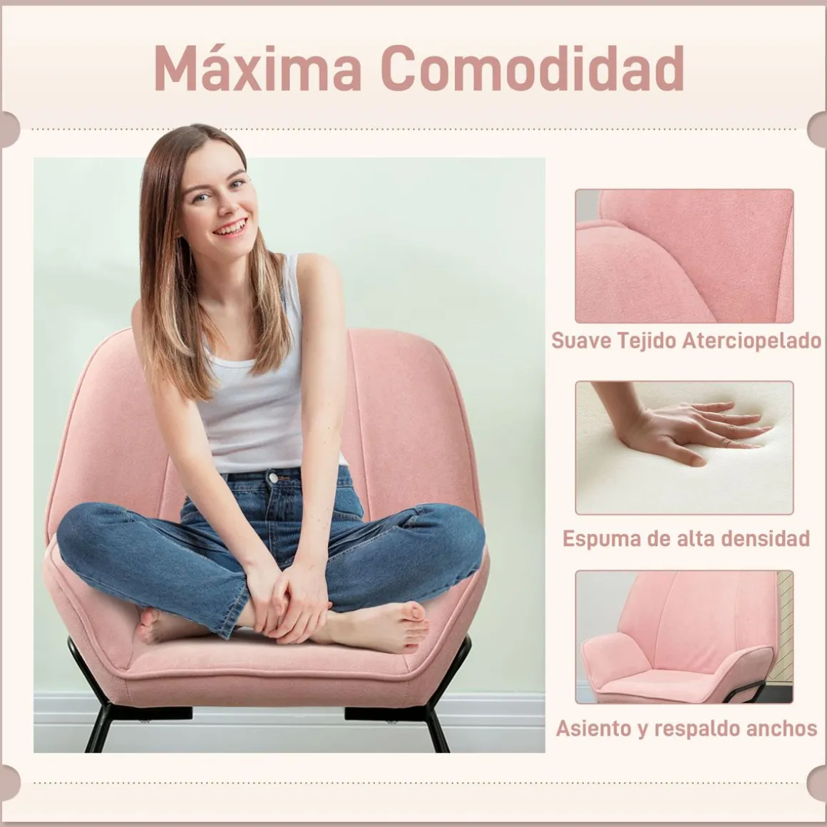 Butaca Mayra Homcom patas U 87x70x67,5 cm
