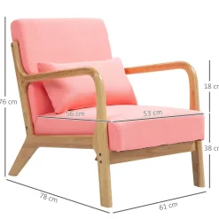 Butaca Nordic Homcom con reposabrazos + cojín 76x61x78 cm