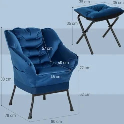 Butaca Nube Homcom con reposapiés 100x80x78 cm