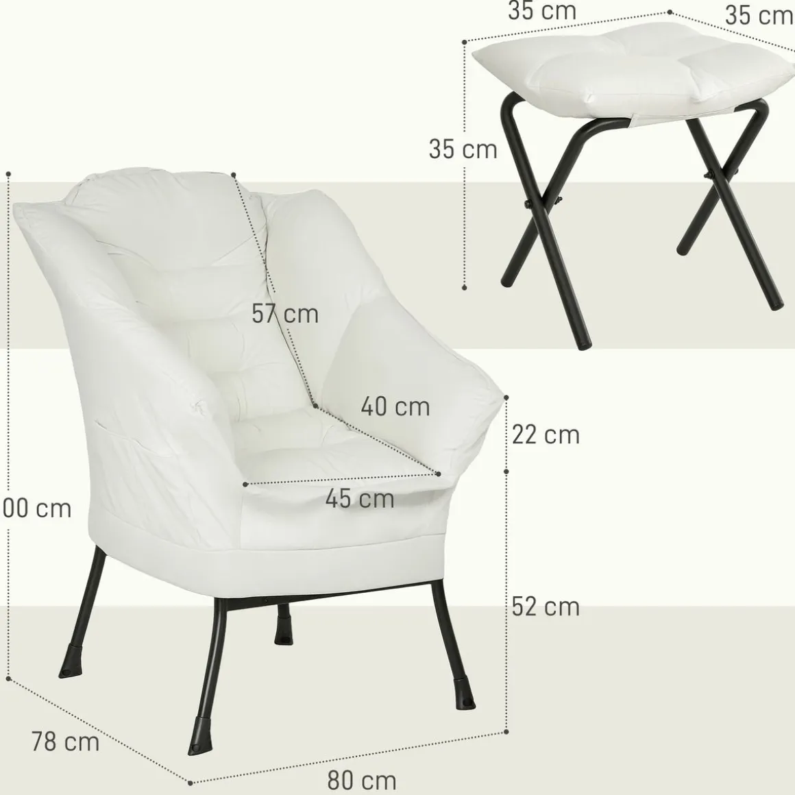 Butaca Nube Homcom con reposapiés 100x80x78 cm