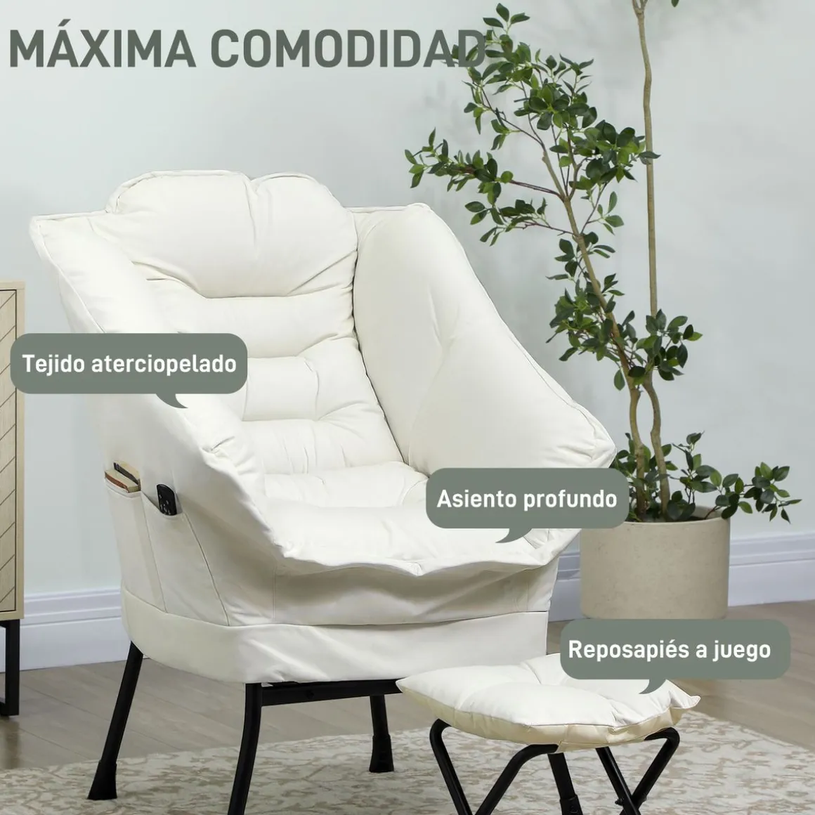 Butaca Nube Homcom con reposapiés 100x80x78 cm