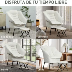 Butaca Nube Homcom con reposapiés 100x80x78 cm