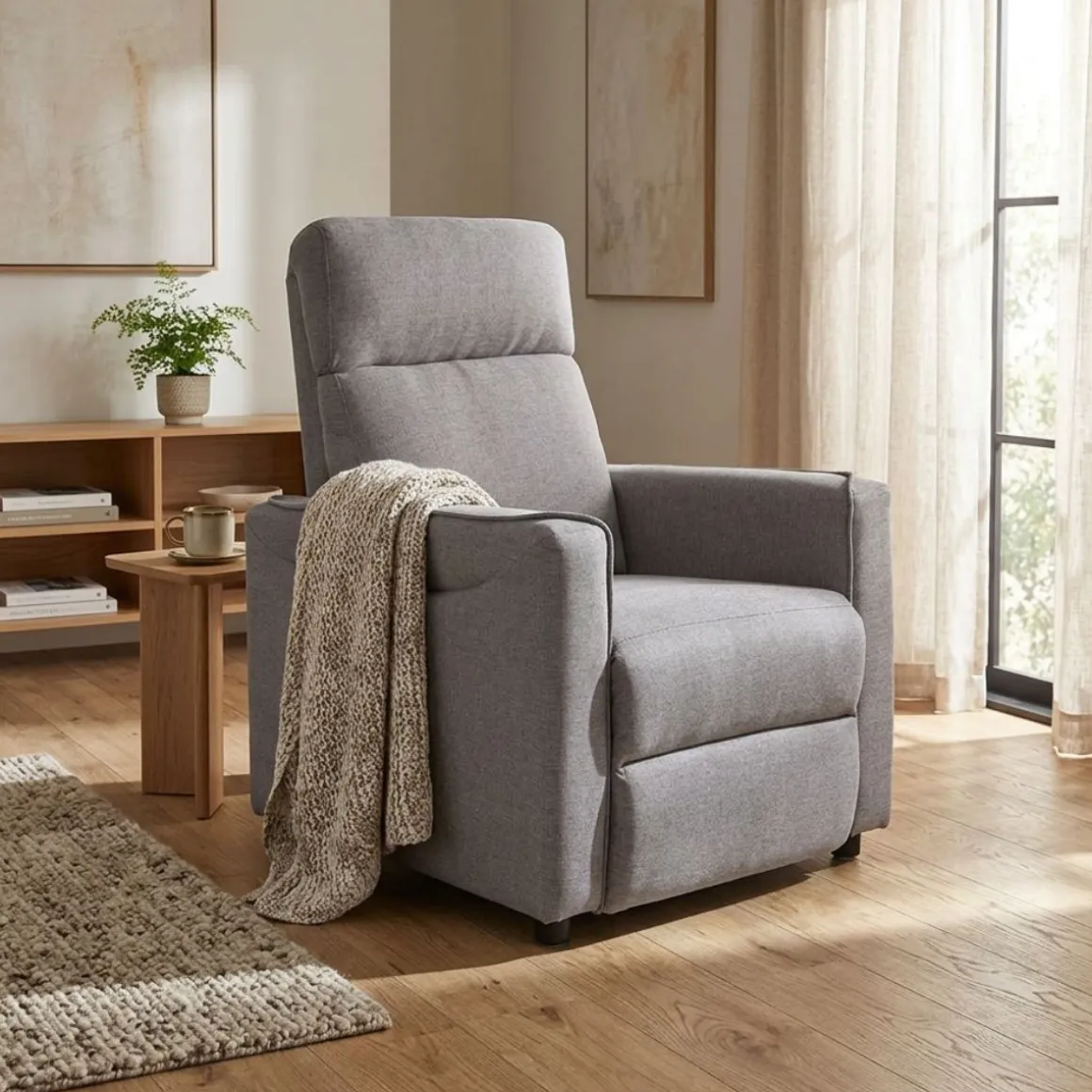 Butaca relax Medea diseño reclinable gris 100x72x85 cm