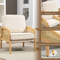 Butaca Romera Homcom cojines extraíbles beige 88x67x75 cm